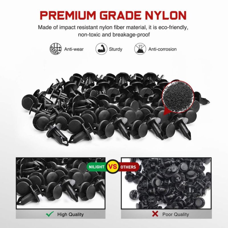 Clips de remache Nilight 100 uds 20 mm nylon + extractor