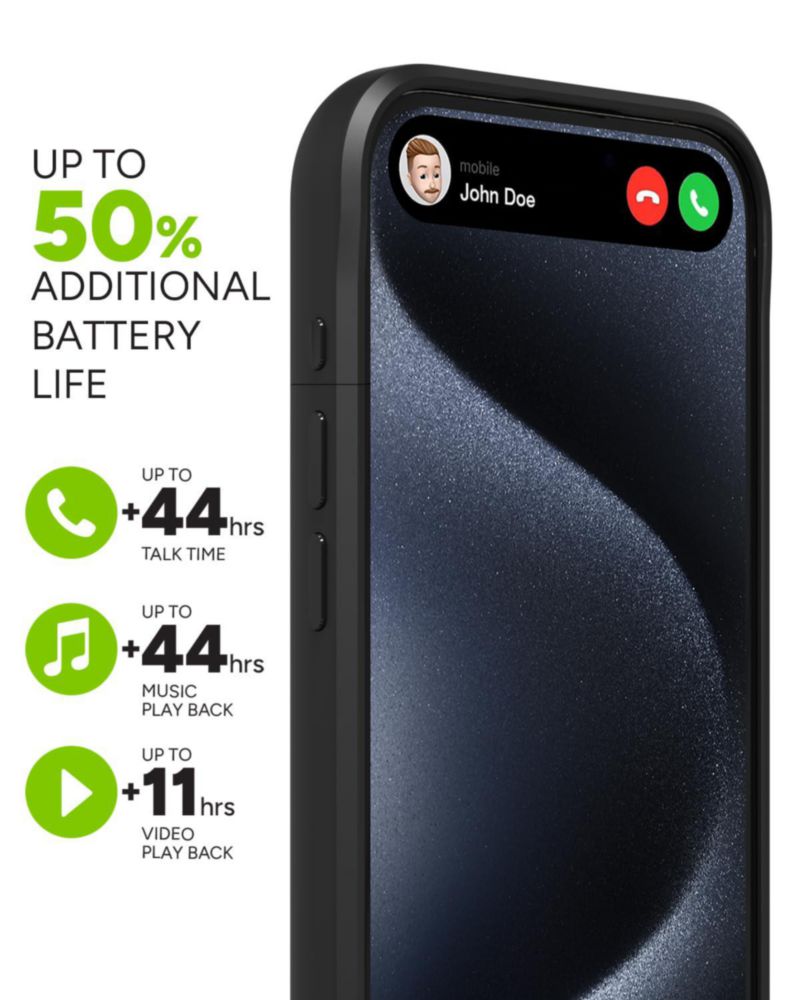Funda de batería mophie Juice Pack para iPhone 15 Pro negra