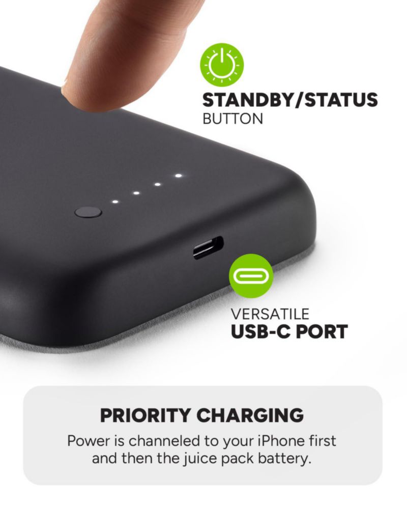Funda de batería mophie Juice Pack para iPhone 15 Pro negra