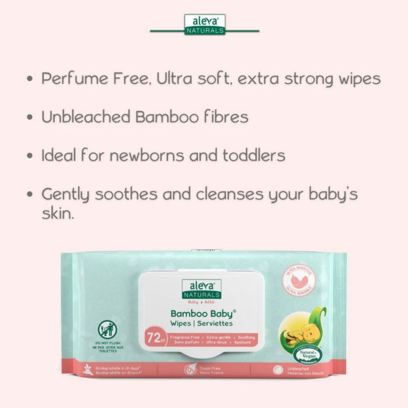 Toallitas Húmedas para Bebé Aleva Naturals 6 Pack (72 uds) Sin Perfume