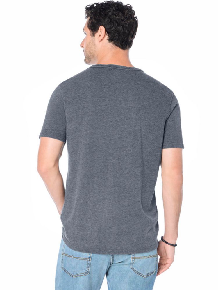 Camiseta Lucky Brand Hombre Talla Mediana Negro Jet Cuello con Muesca