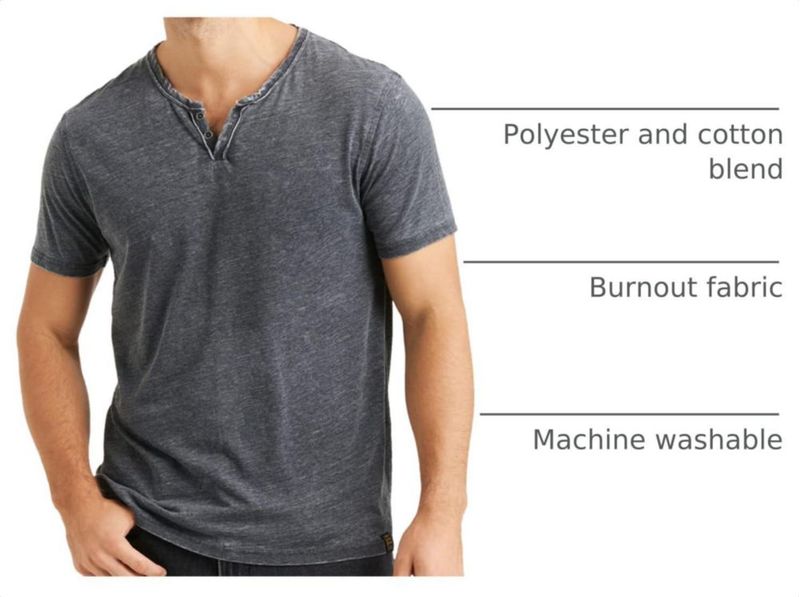 Camiseta Lucky Brand Hombre Talla Mediana Negro Jet Cuello con Muesca