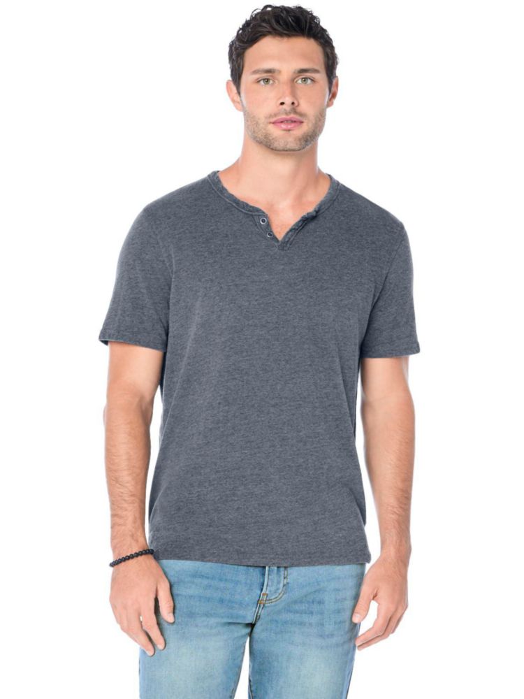 Camiseta Lucky Brand Hombre Talla Mediana Negro Jet Cuello con Muesca