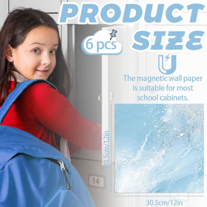 Papel tapiz magnético para taquillas Gosodeny 30 cm Mármol – Pack de 6