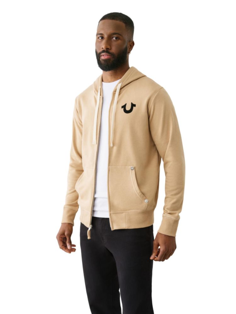 Sudadera con capucha y cremallera True Religion Talla Grande color Travertino