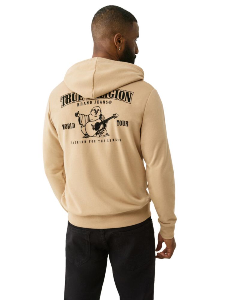 Sudadera con capucha y cremallera True Religion Talla Grande color Travertino