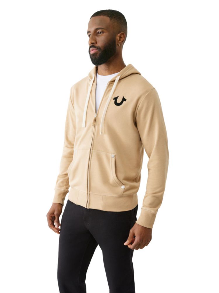 Sudadera con capucha y cremallera True Religion Talla Grande color Travertino