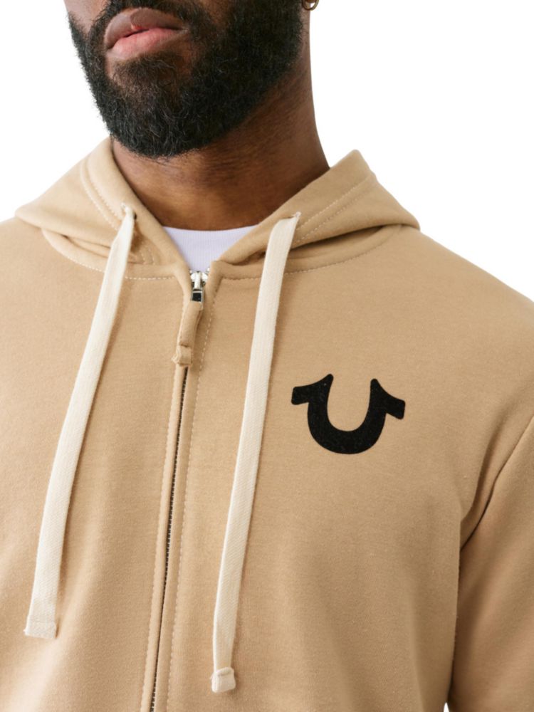 Sudadera con capucha y cremallera True Religion Talla Grande color Travertino
