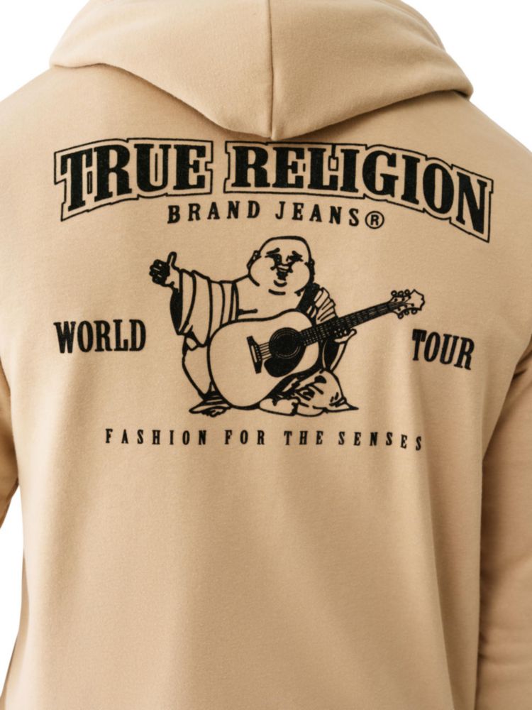 Sudadera con capucha y cremallera True Religion Talla Grande color Travertino