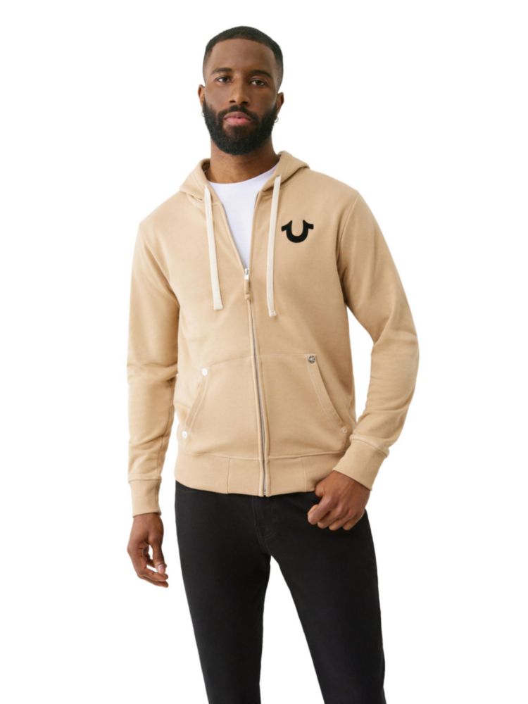 Sudadera con capucha y cremallera True Religion Talla Grande color Travertino
