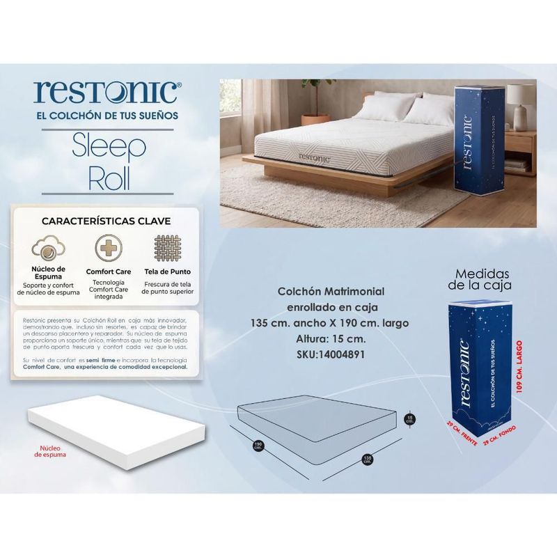 Colchón Matrimonial Restonic Sleep Roll