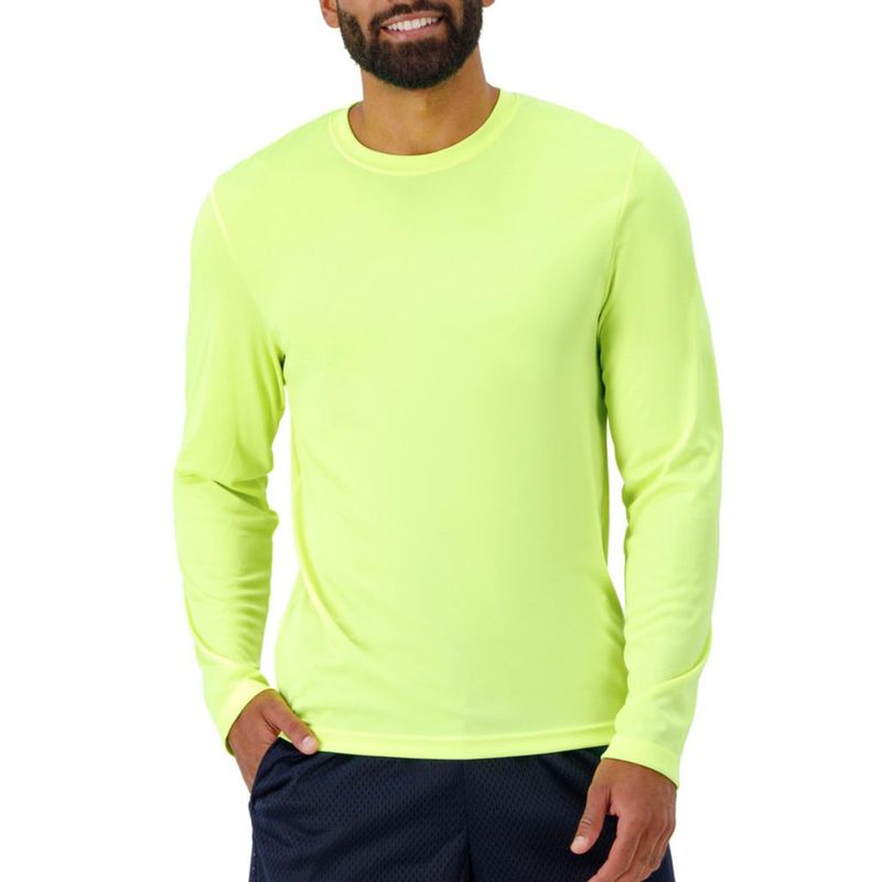 Camiseta Hanes de manga larga 2‑pack color verde seguridad UPF 50+ talla M