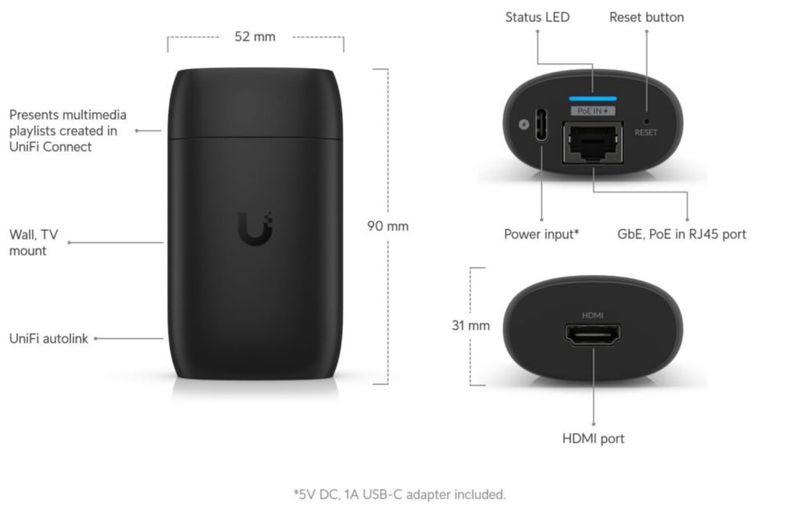 Reproductor multimedia de streaming Ubiquiti Networks UC-CAST-US