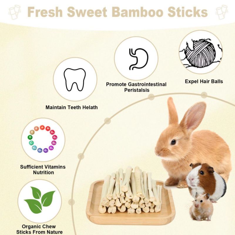 Palitos de masticar de bambú Petawi 900 g para conejos y cobayas