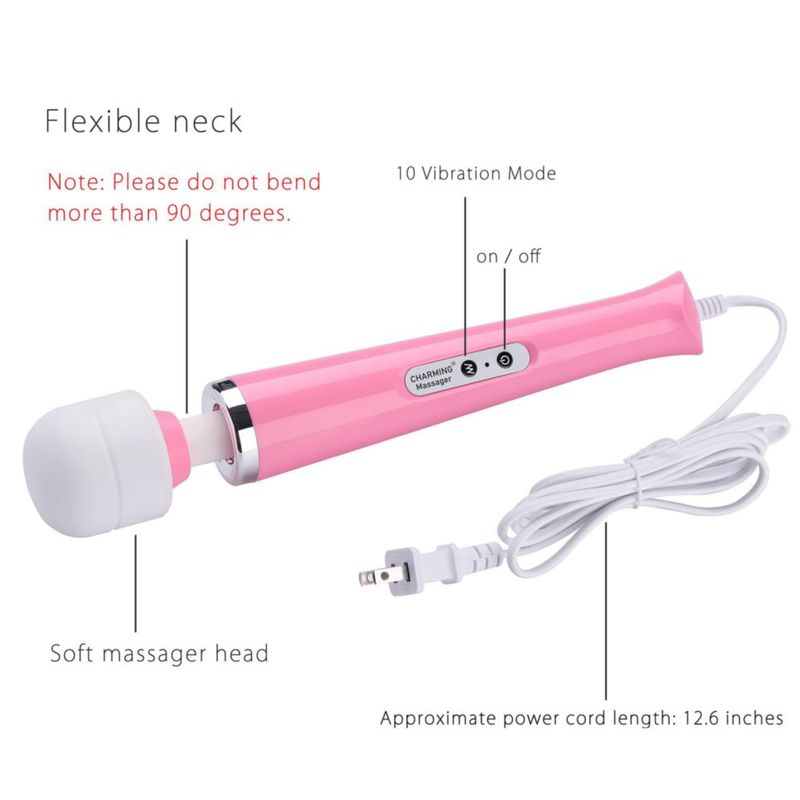 Masajeador CHARMING de 32 cm con cable 10 velocidades rosa