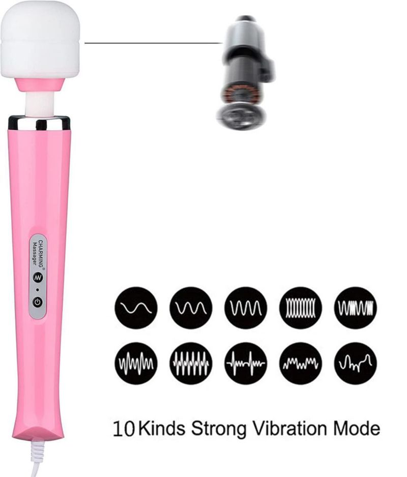 Masajeador CHARMING de 32 cm con cable 10 velocidades rosa