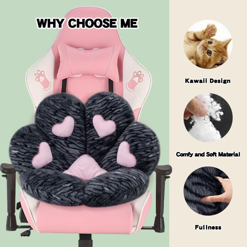 Almohada MOONBEEKI 71 cm x 61 cm de Peluche con Forma de Pata de Gato