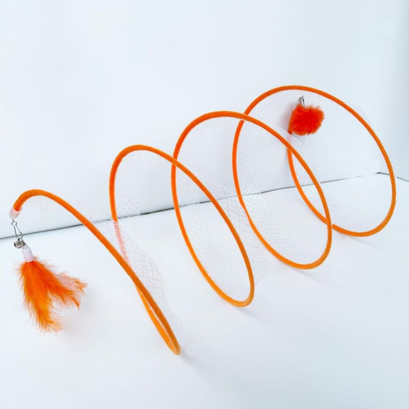 Túnel para Gato CATENEED Plegable Naranja con 5 Juguetes