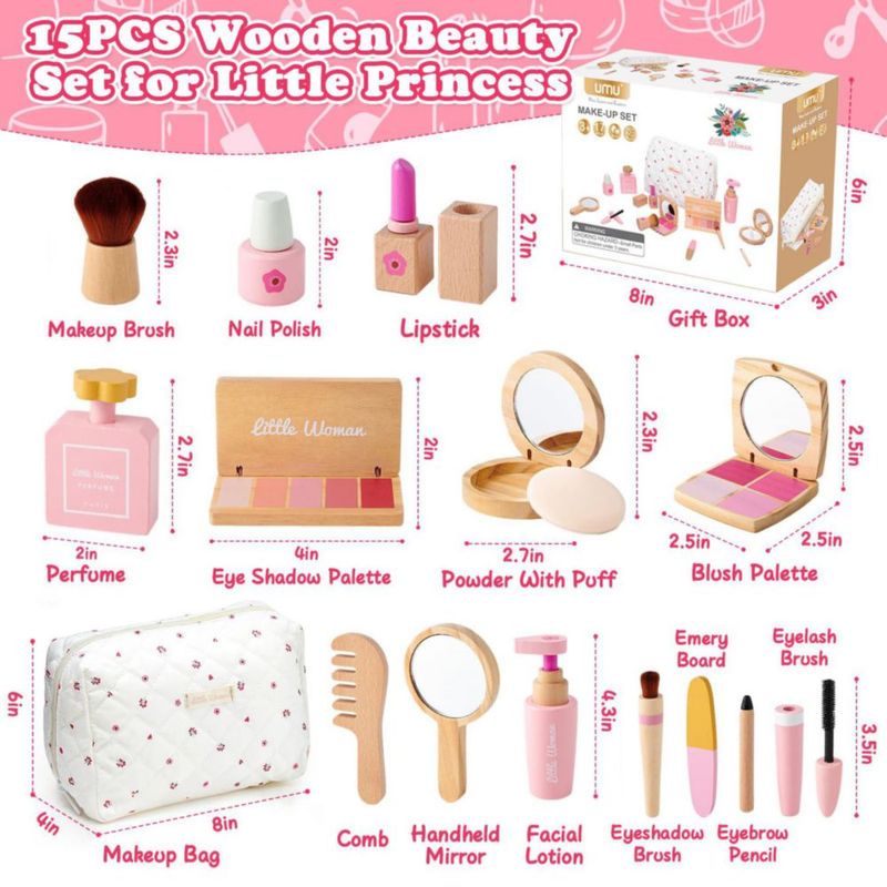 Set de Juguete de Maquillaje de Madera Treasdamic para Niñas de 3 a 6 años - Juego de Imaginación