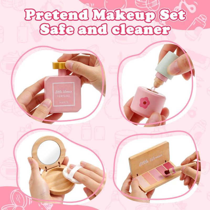 Set de Juguete de Maquillaje de Madera Treasdamic para Niñas de 3 a 6 años - Juego de Imaginación