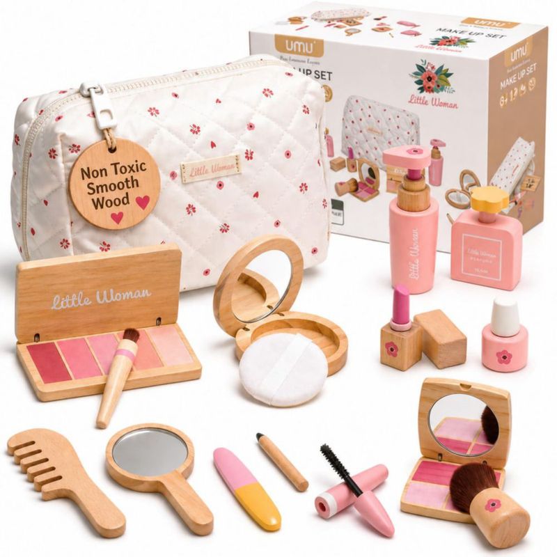 Set de Juguete de Maquillaje de Madera Treasdamic para Niñas de 3 a 6 años - Juego de Imaginación