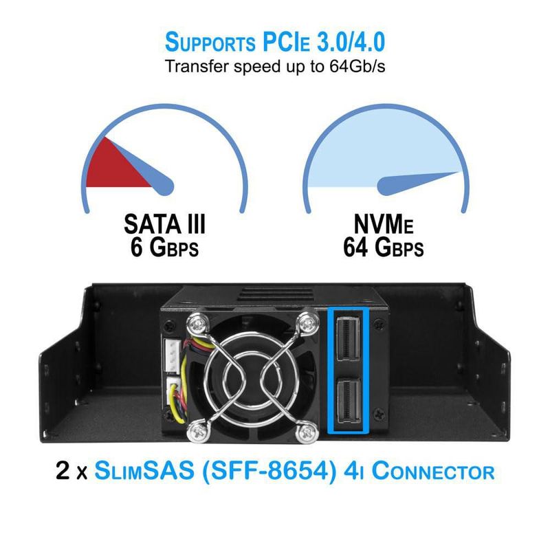 Rack SSD Kingwin 5.25" 2x2.5" U.2/U.3 SlimSAS
