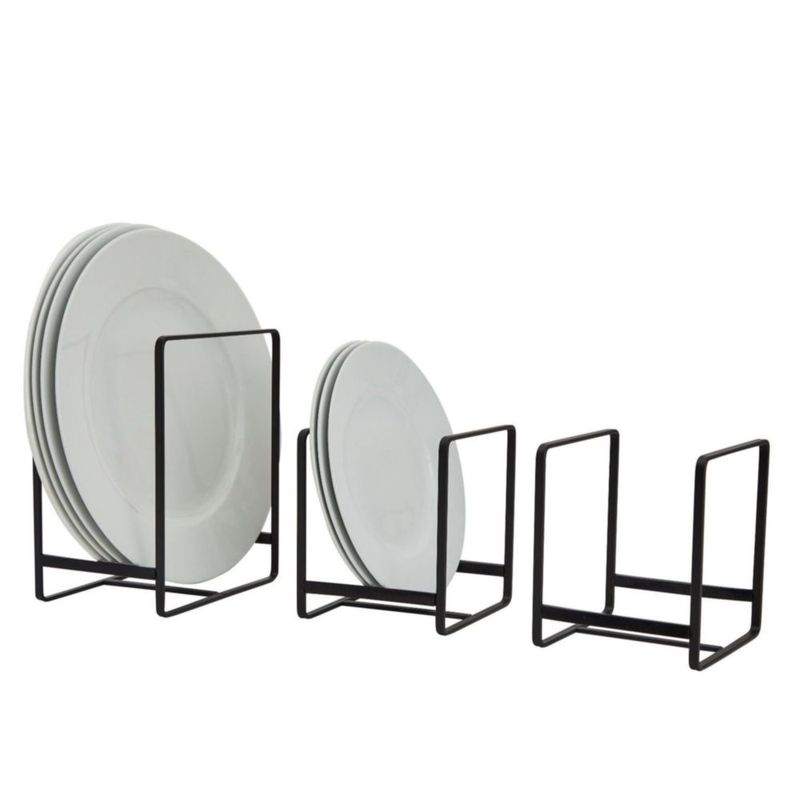 Organizador de Platos de Hierro Juvale - Pack de 3 Negro