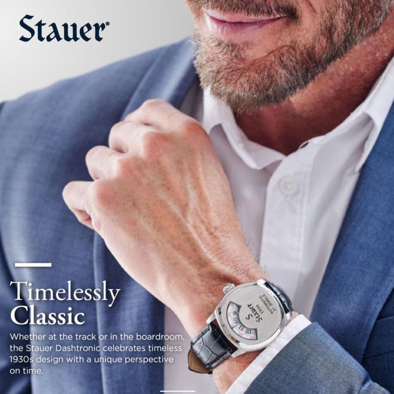 Reloj automático Stauer 1930 Dashtronic 39 mm con correa de cuero negro