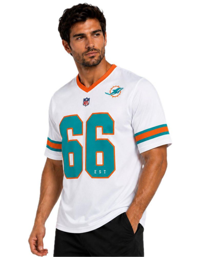 Playera Aficionado NFL Miami Dolphins Manga Corta Blanco Hombre