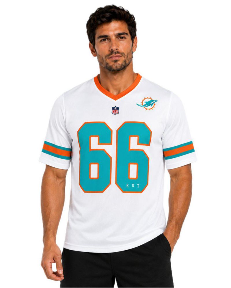 Playera Aficionado NFL Miami Dolphins Manga Corta Blanco Hombre