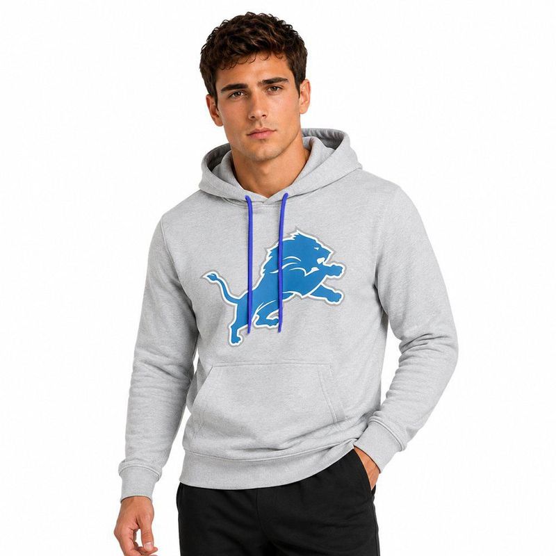 Sudadera Hoodie NFL Detroit Lions Manga Larga Gris Hombre
