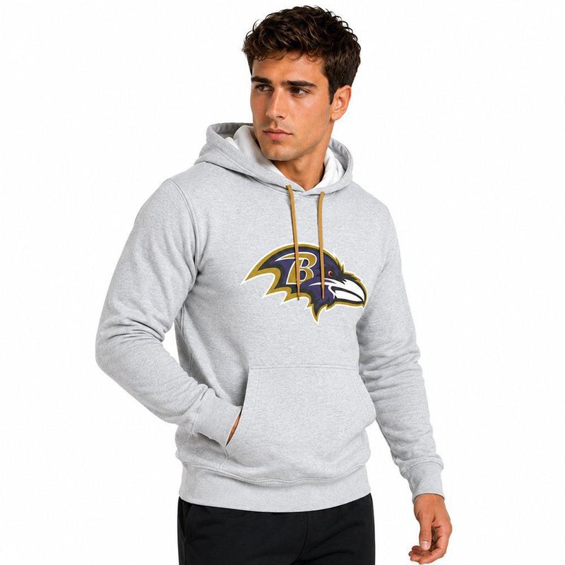 Sudadera Hoodie NFL Baltimore Ravens Manga Larga Gris Hombre