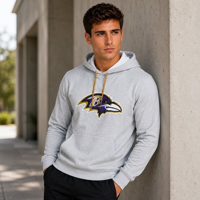Sudadera Hoodie NFL Baltimore Ravens Manga Larga Gris Hombre