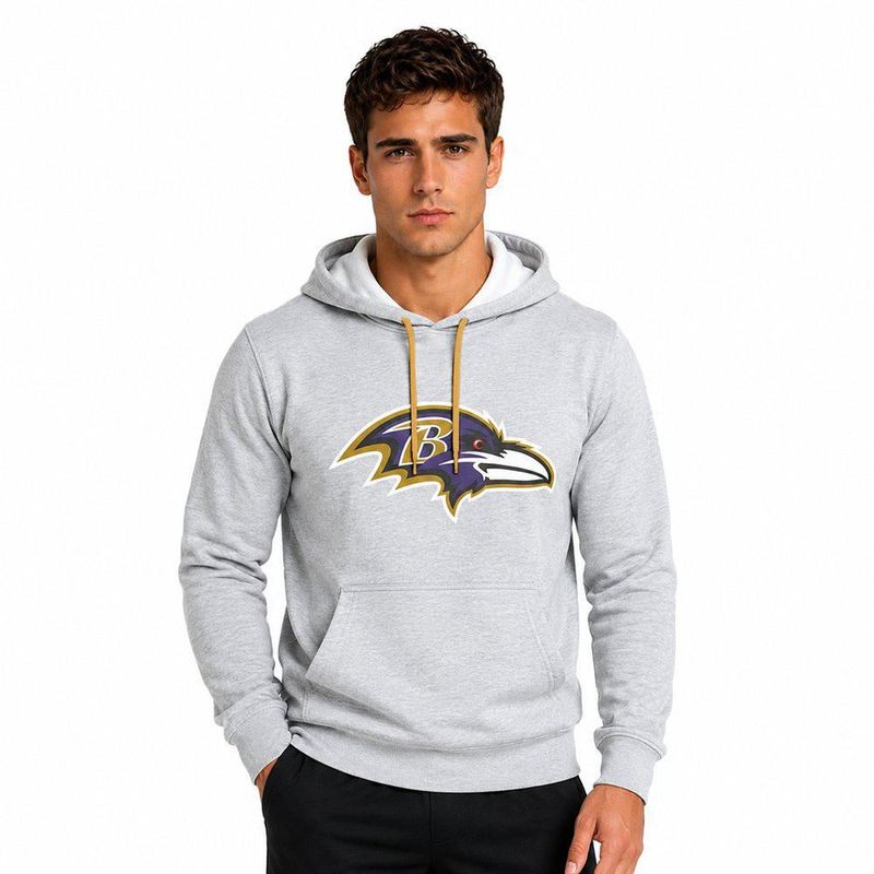 Sudadera Hoodie NFL Baltimore Ravens Manga Larga Gris Hombre