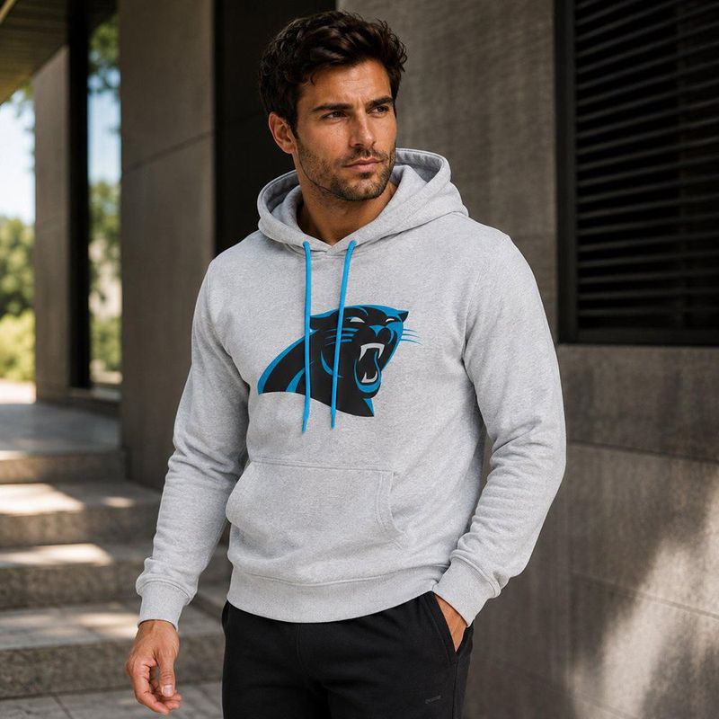 Sudadera Hoodie NFL Carolina Panthers Manga Larga Gris Hombre