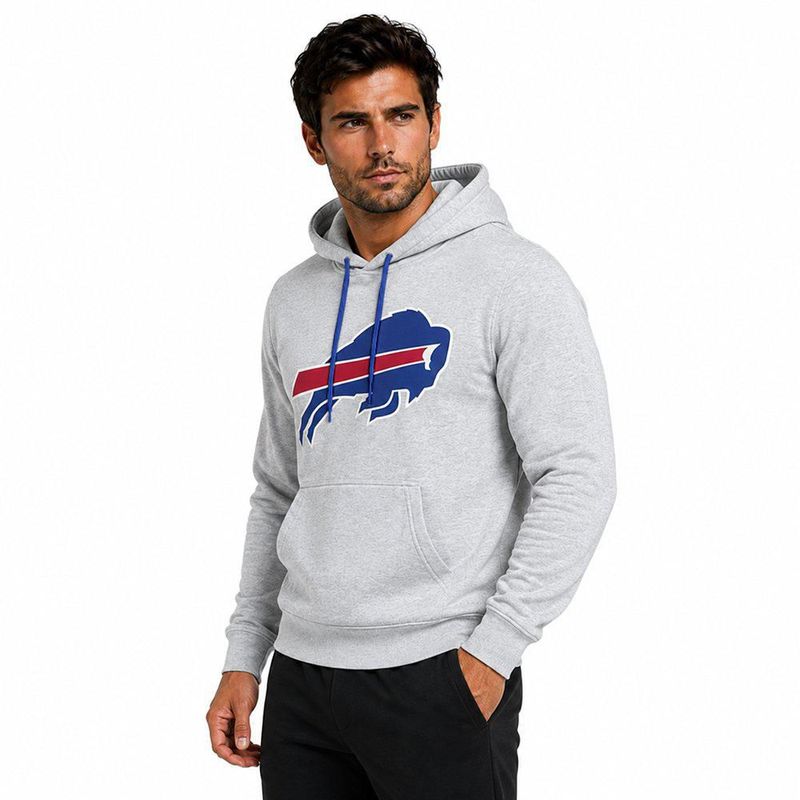Sudadera Hoodie NFL Buffalo Bills Manga Larga Gris Hombre