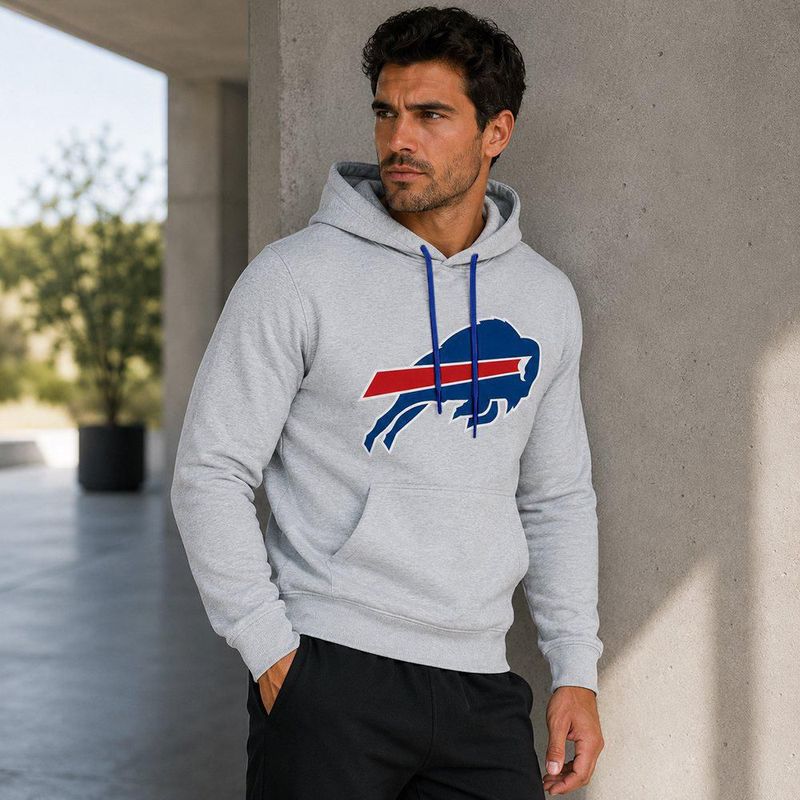 Sudadera Hoodie NFL Buffalo Bills Manga Larga Gris Hombre