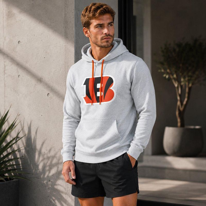 Sudadera Hoodie NFL Cincinnati Bengals Manga Larga Gris Hombre