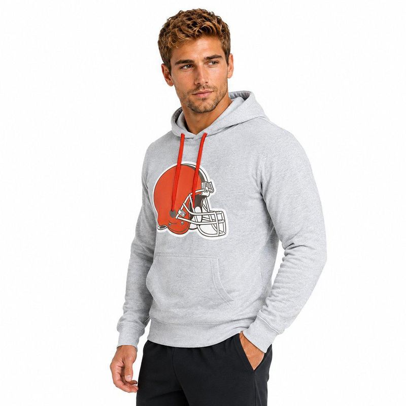 Sudadera Hoodie NFL Cleveland Browns Manga Larga Gris Hombre