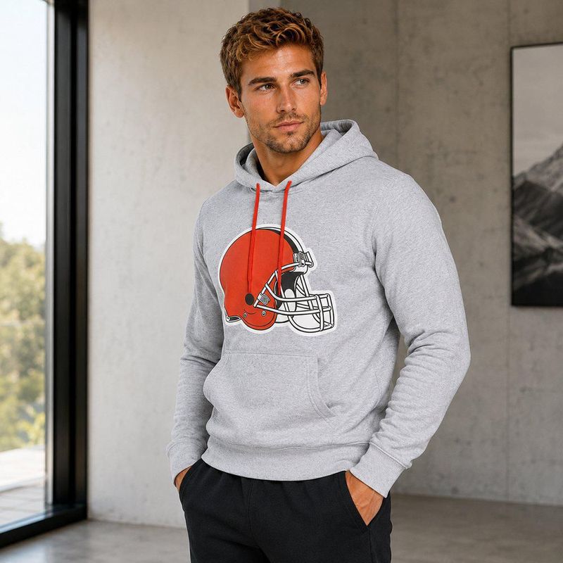 Sudadera Hoodie NFL Cleveland Browns Manga Larga Gris Hombre