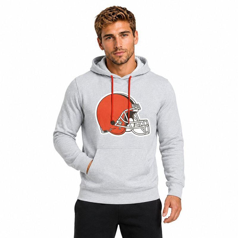 Sudadera Hoodie NFL Cleveland Browns Manga Larga Gris Hombre