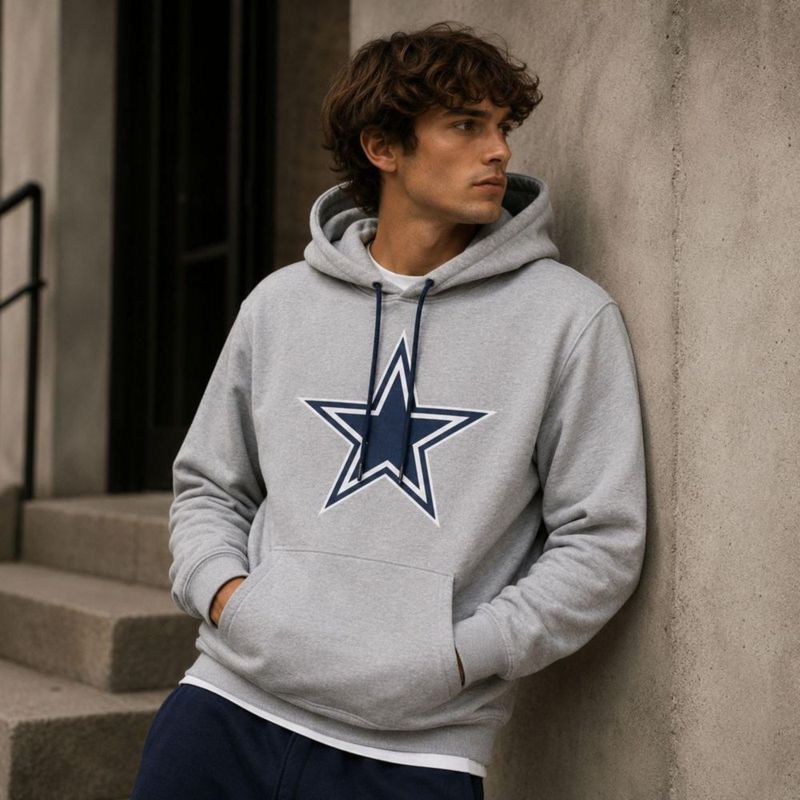 Sudadera Hoodie NFL Dallas Cowboys Manga Larga Gris Hombre