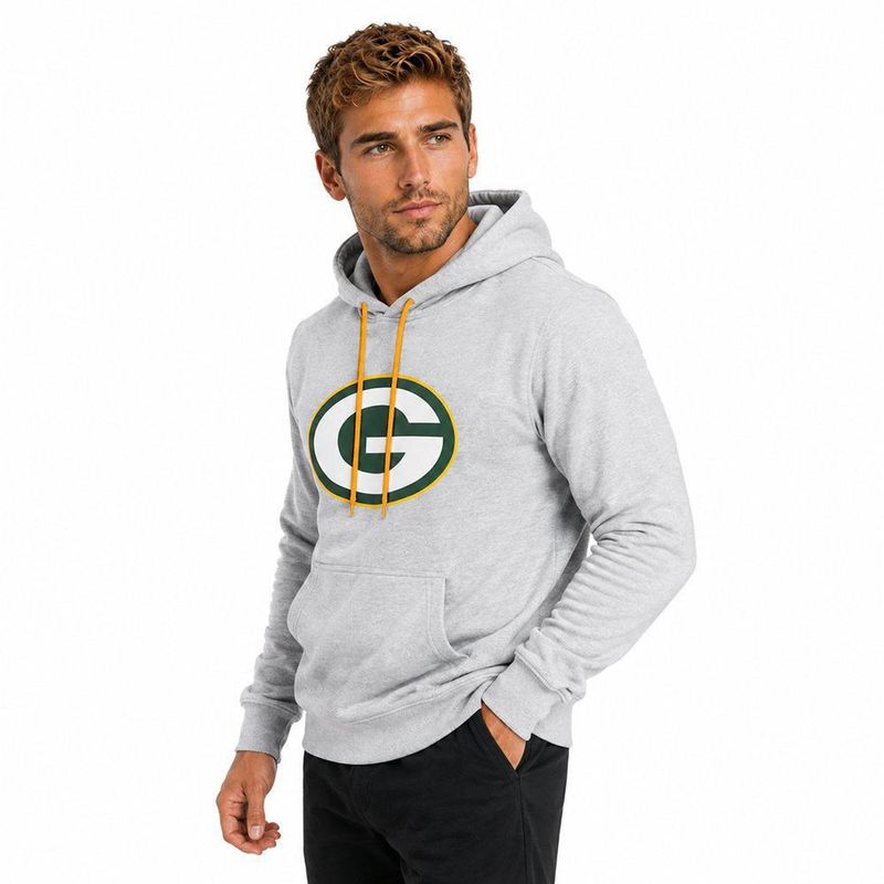 Sudadera Hoodie NFL Green Bay Packers Manga Larga Gris Hombre