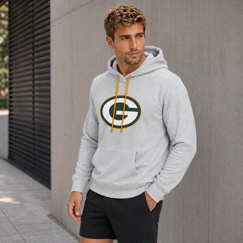 Sudadera Hoodie NFL Green Bay Packers Manga Larga Gris Hombre