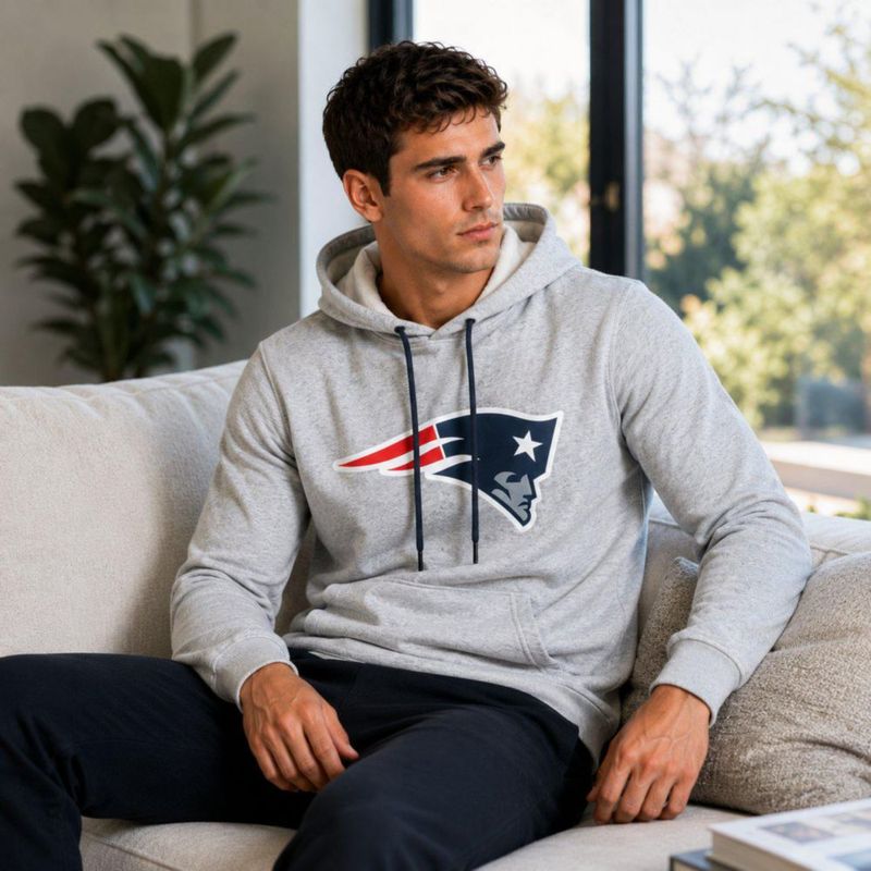 Sudadera Hoodie NFL New England Patriots Manga Larga Gris Hombre