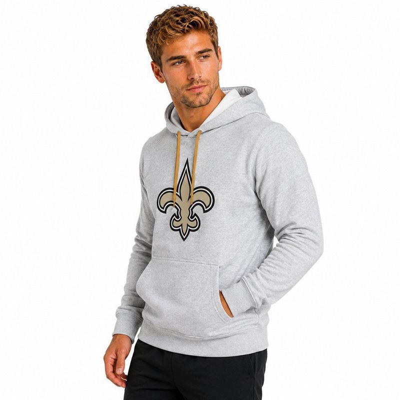 Sudadera Hoodie NFL New Orleans Saints Manga Larga Gris Hombre