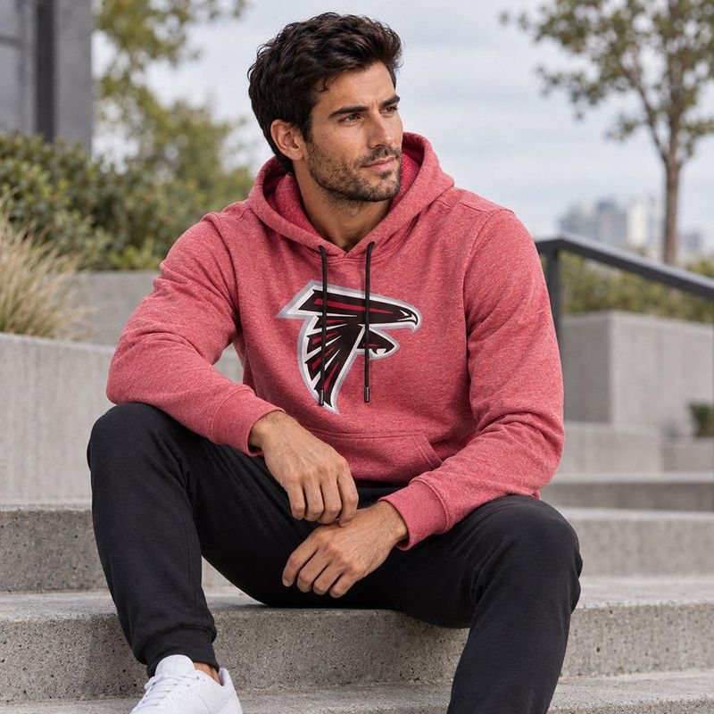 Sudadera Hoodie NFL Atlanta Falcons Manga Larga Rojo Jaspe Hombre