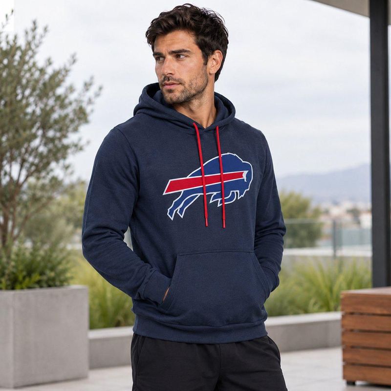 Sudadera Hoodie NFL Buffalo Bills Manga Larga Azul Marino Hombre
