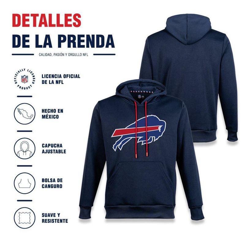 Sudadera Hoodie NFL Buffalo Bills Manga Larga Azul Marino Hombre