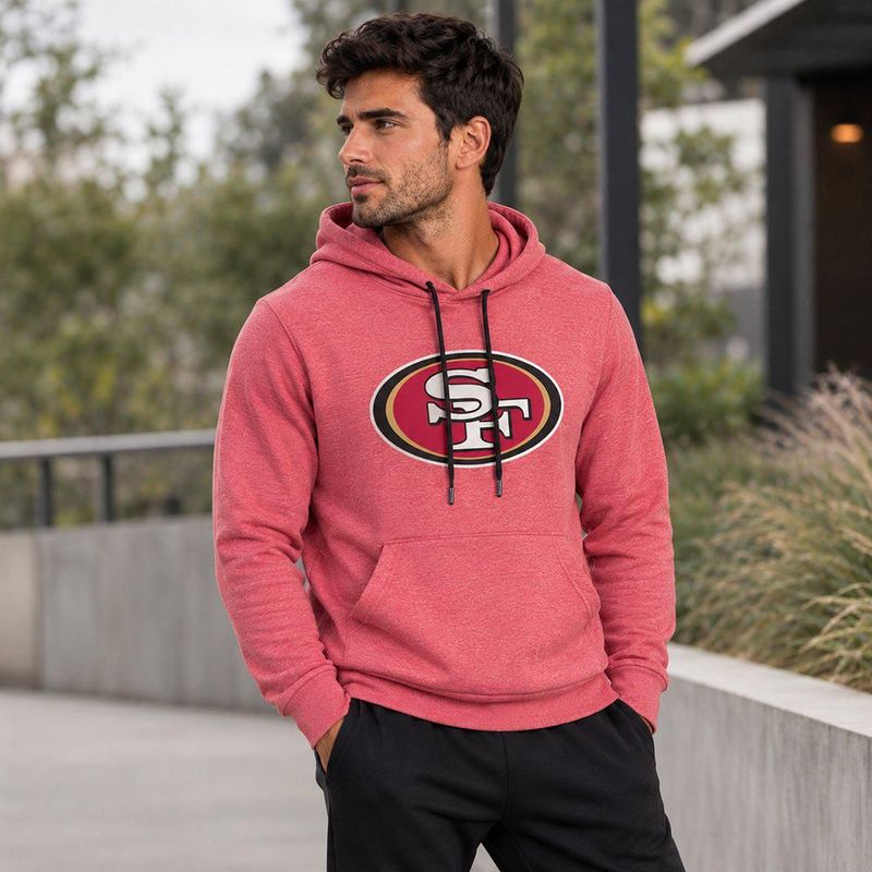 Sudadera Hoodie NFL San Francisco 49ers Manga Larga Rojo Jaspe Hombre